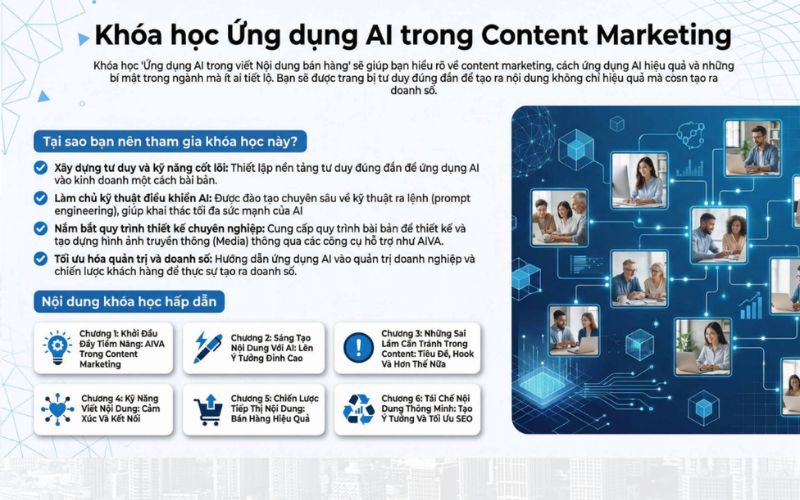 Chi tiêt về khóa học Ứng dụng AI trong Content Marketing